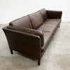 Danish Three Seater Mid Century Brown Leather Lounge