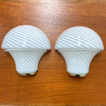 Mid Century Italian Murano Glass Mushroom Wall Lights Sconces