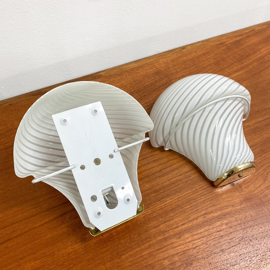 Mid Century Italian Murano Glass Mushroom Wall Lights Sconces