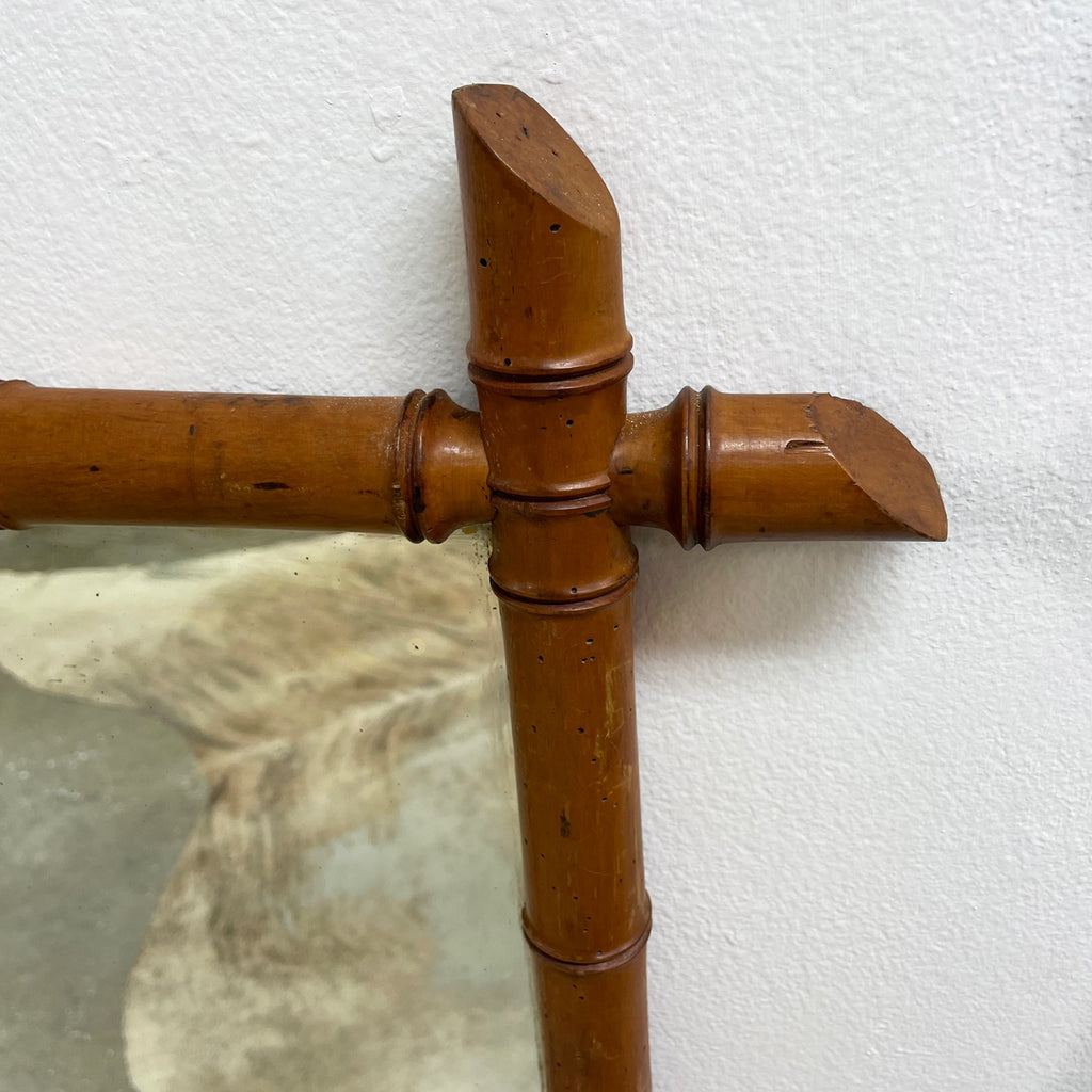 Large French Vintage Faux Bamboo Wall Mirror