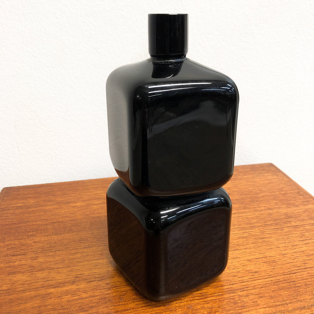 Mid Century Opaque Black Glass Bottle