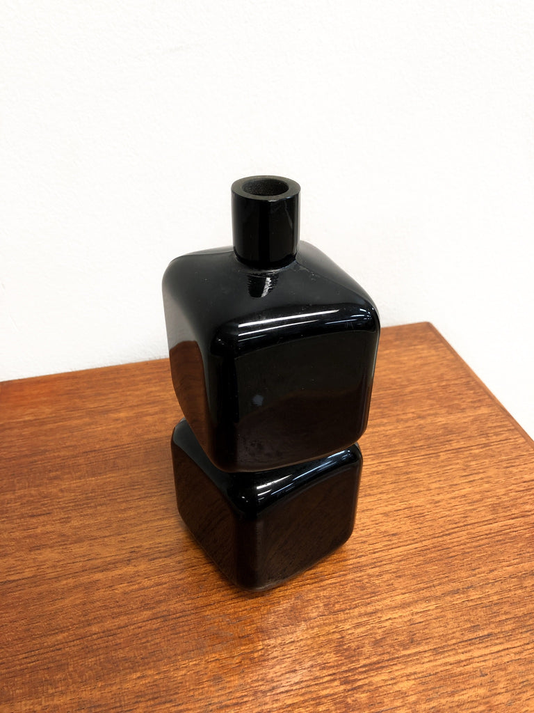 Mid Century Opaque Black Glass Bottle