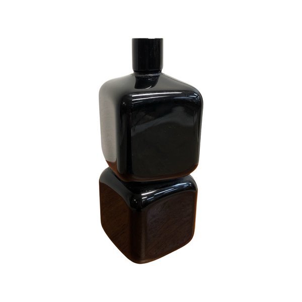 Mid Century Opaque Black Glass Bottle
