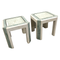 Pair Maitland Smith Tessellated Fossil Stone Clad Brass Side Tables