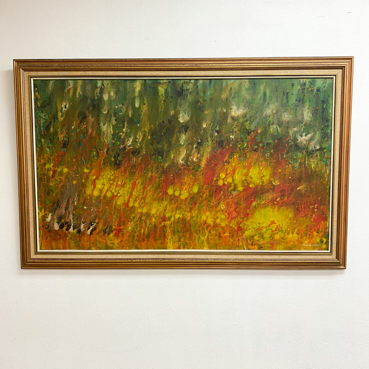 Mid Century Abstract Landscape Painting By Ronald Moore 1971