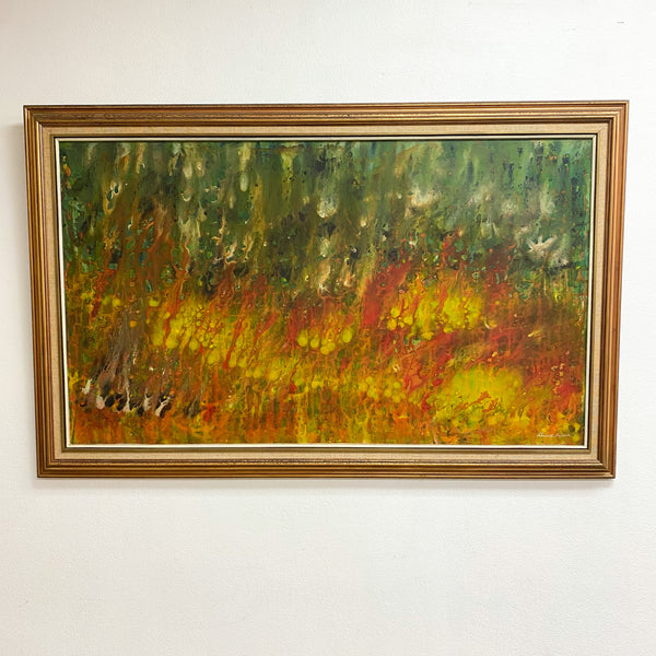 Mid Century Abstract Landscape Painting By Ronald Moore 1971