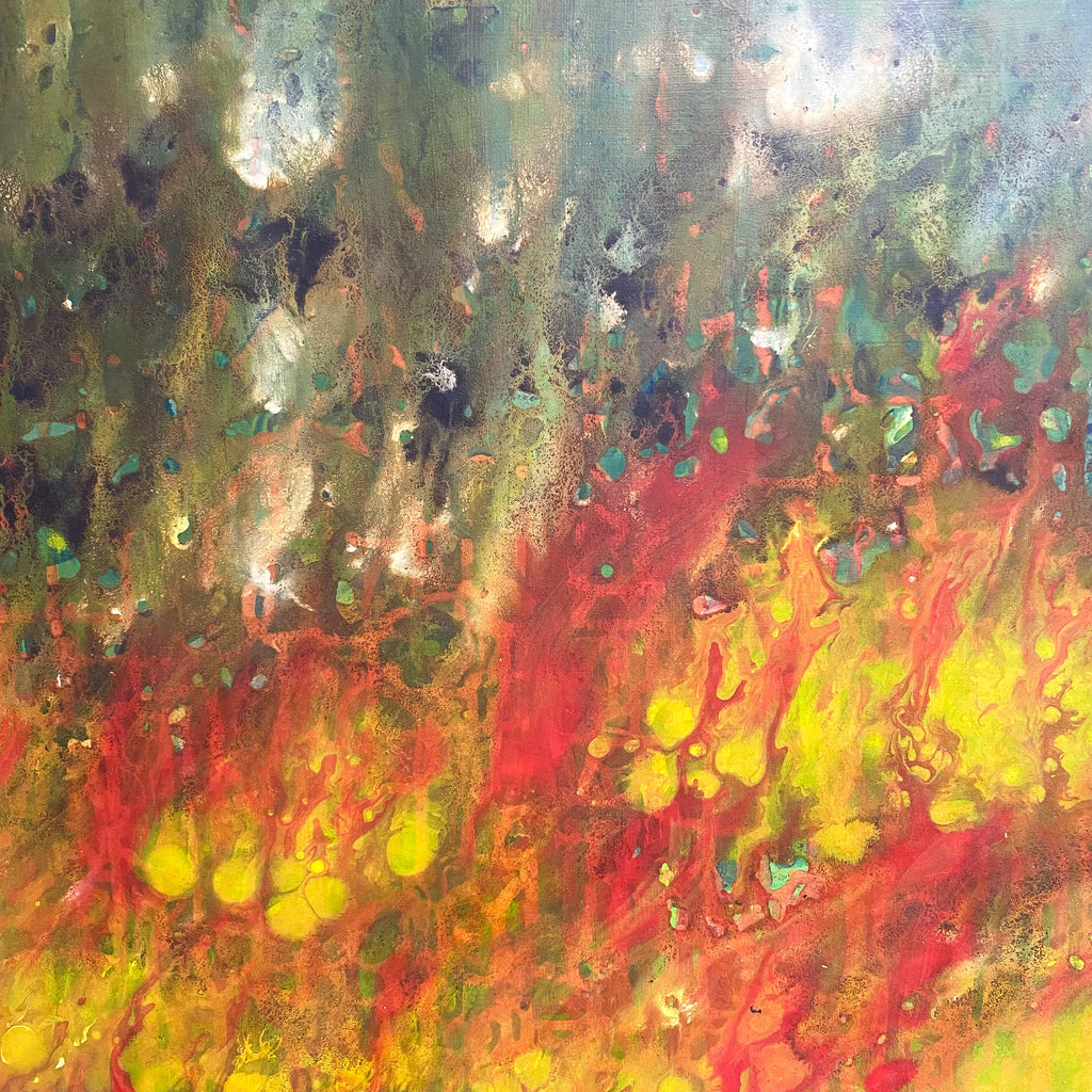 Mid Century Abstract Landscape Painting By Ronald Moore 1971
