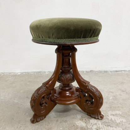 Antique Victorian Heavily Carved Piano Stool