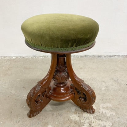 Antique Victorian Heavily Carved Piano Stool