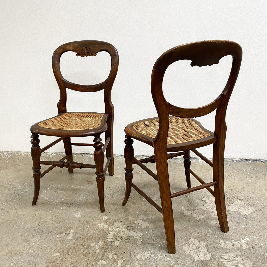 Set of Four 1890s Antique Rattan Caned Seat Dining Chairs