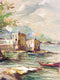 Vintage Mid Century Italian Seaside Oil Painting By S Stilio