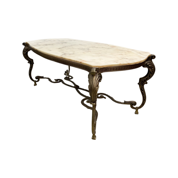 MID CENTURY ITALIAN MARBLE TOP COFFEE TABLE