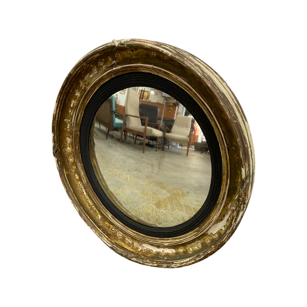 MID 19TH CENTURY ANTIQUE CONVEX MIRROR
