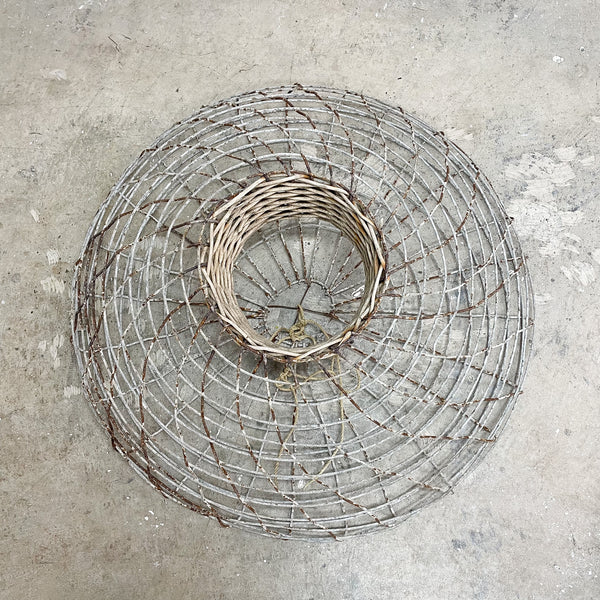 Vintage Woven Wire And Cane Lobster Pot