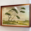 Mid Century Print in original frame of watercolour ‘Pines on Dunes’ 