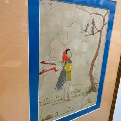 Lovely Vintage Pair Of Watercolours Fairy & Child