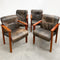 Set Of Six Leather Vintage Dining Chairs c1970