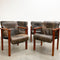 Set Of Six Leather Vintage Dining Chairs c1970