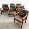 Set Of Six Leather Vintage Dining Chairs c1970