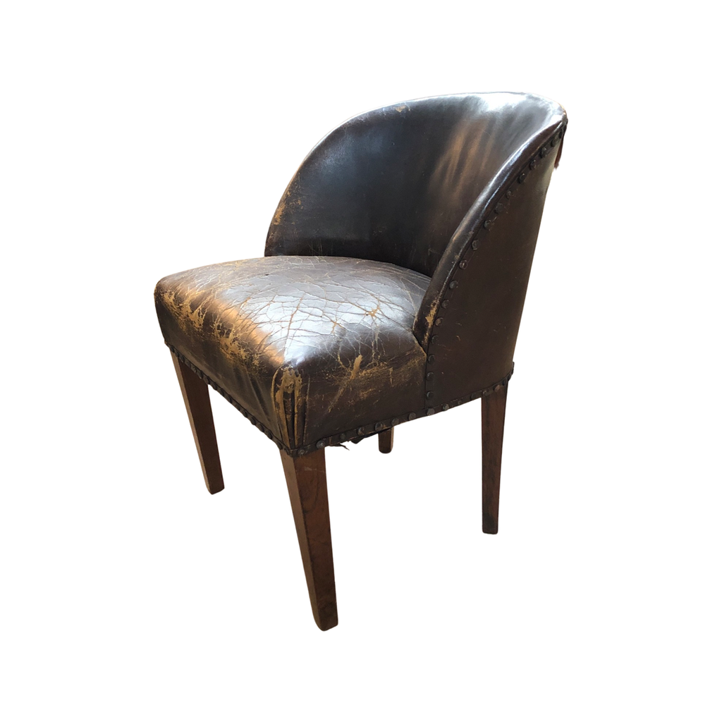Vintage Distressed Leather Occasional Tub Chair