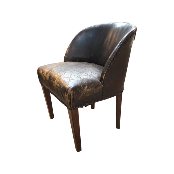 Vintage Distressed Leather Occasional Tub Chair