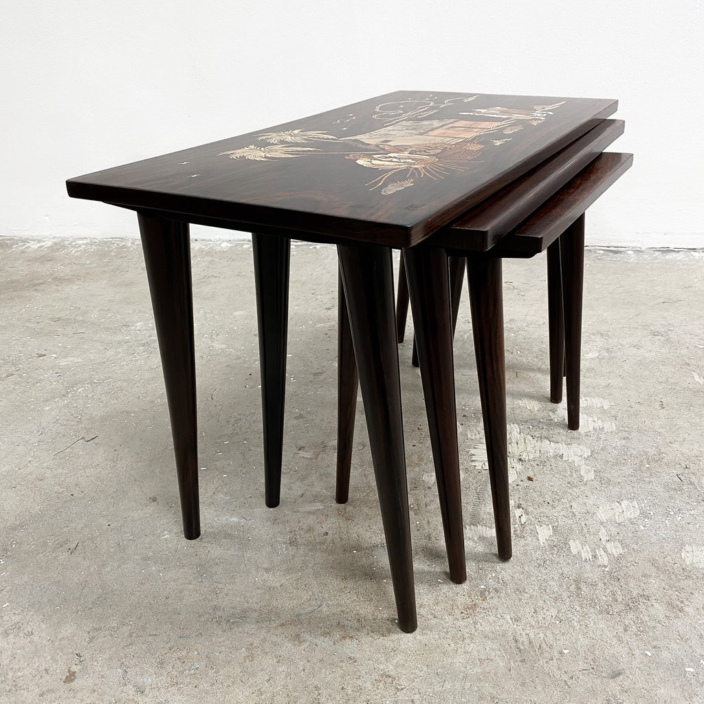 Rare Rosewood Nest Of Mid Century Side Tables