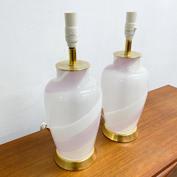 Pair Of Post Modern 1980's Murano Glass Lamp Bases