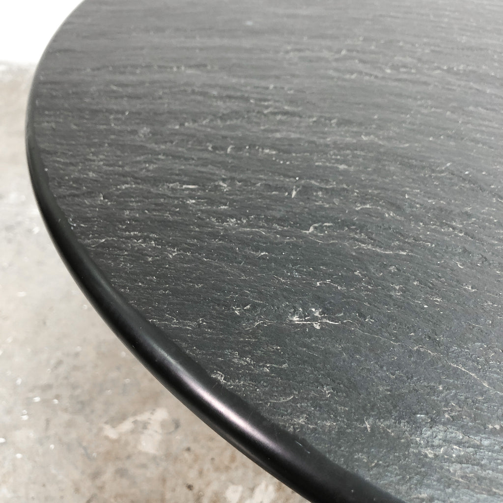 1990s Black Slate Top Coffee Side Table