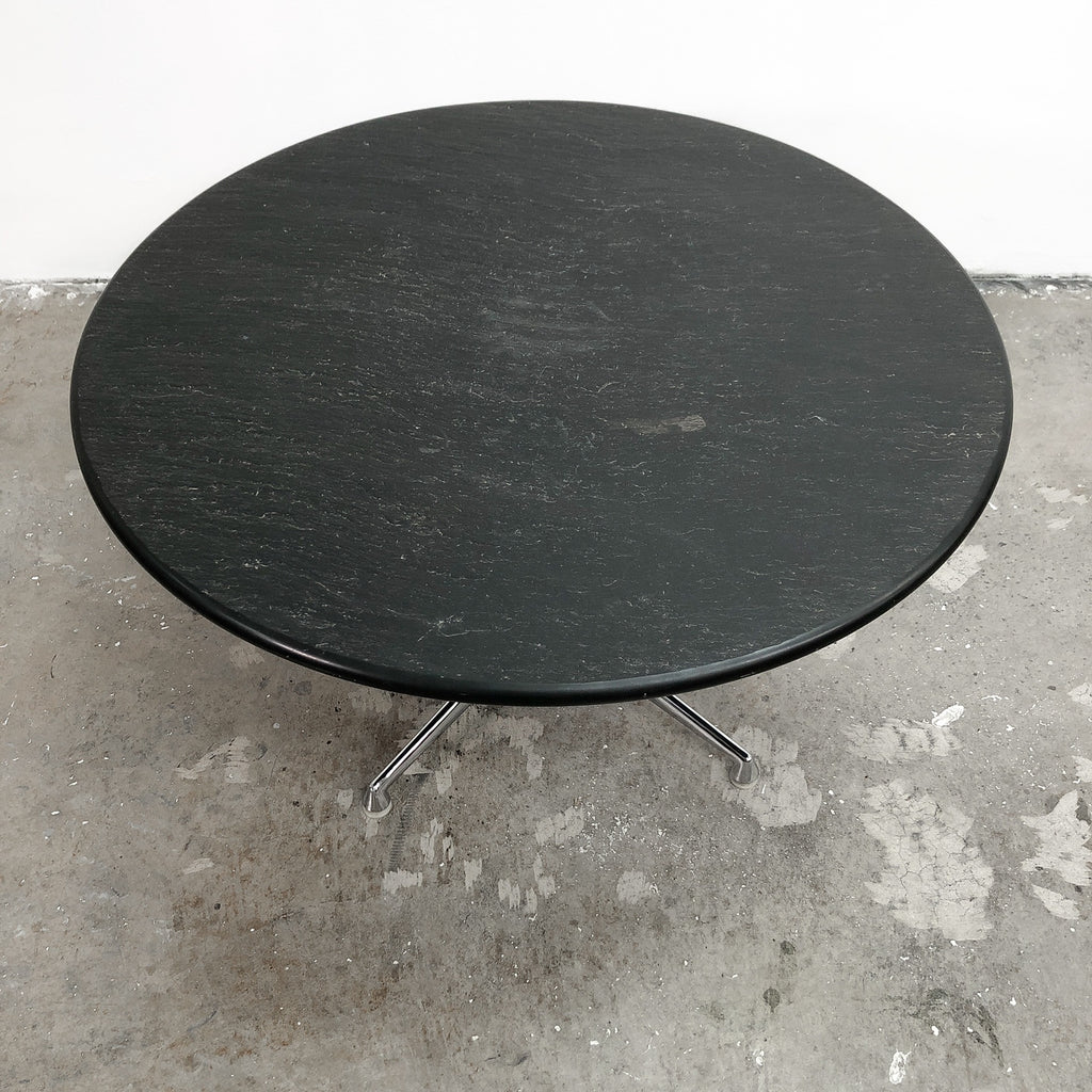 1990s Black Slate Top Coffee Side Table