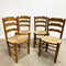 Set of 4 Rustic Country Ladderback Rush Chairs