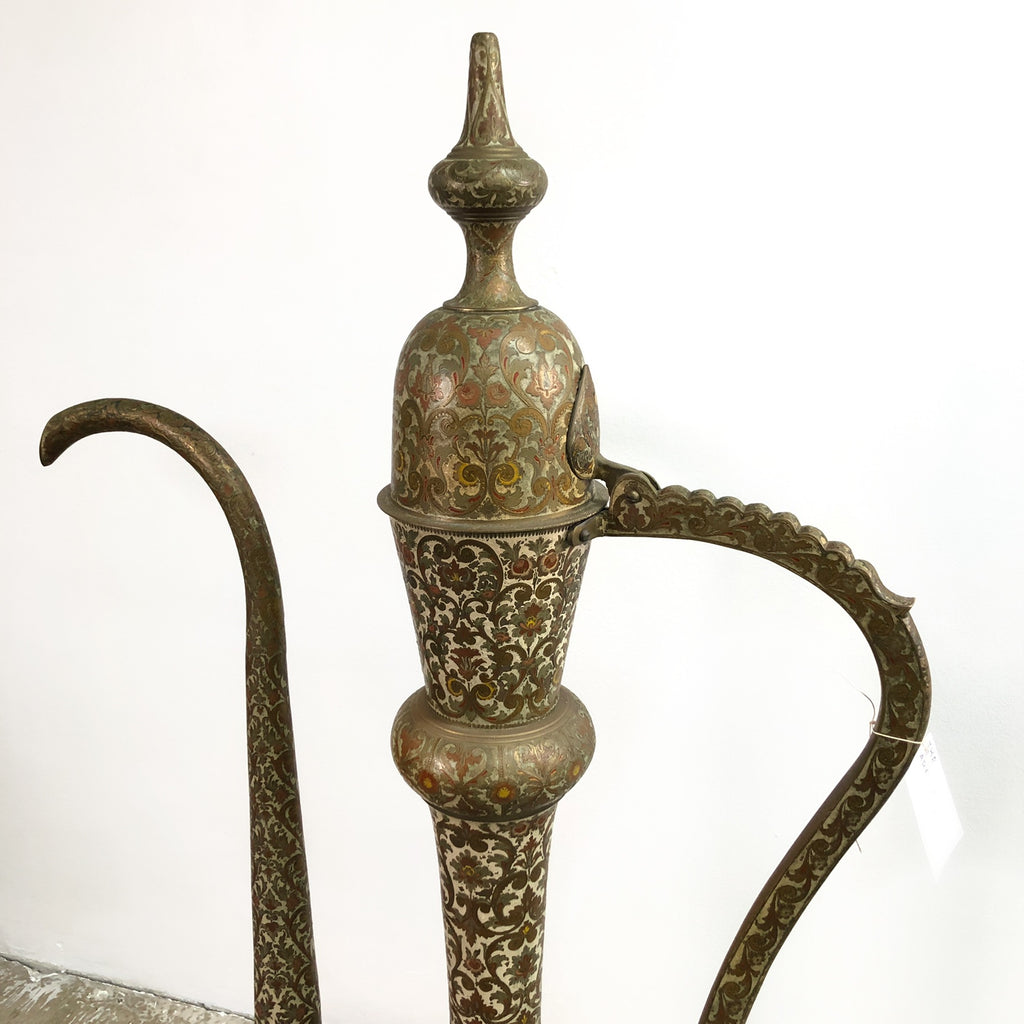 Enormous 1960s Engraved Brass Arabic Dallah Coffee or Teapot