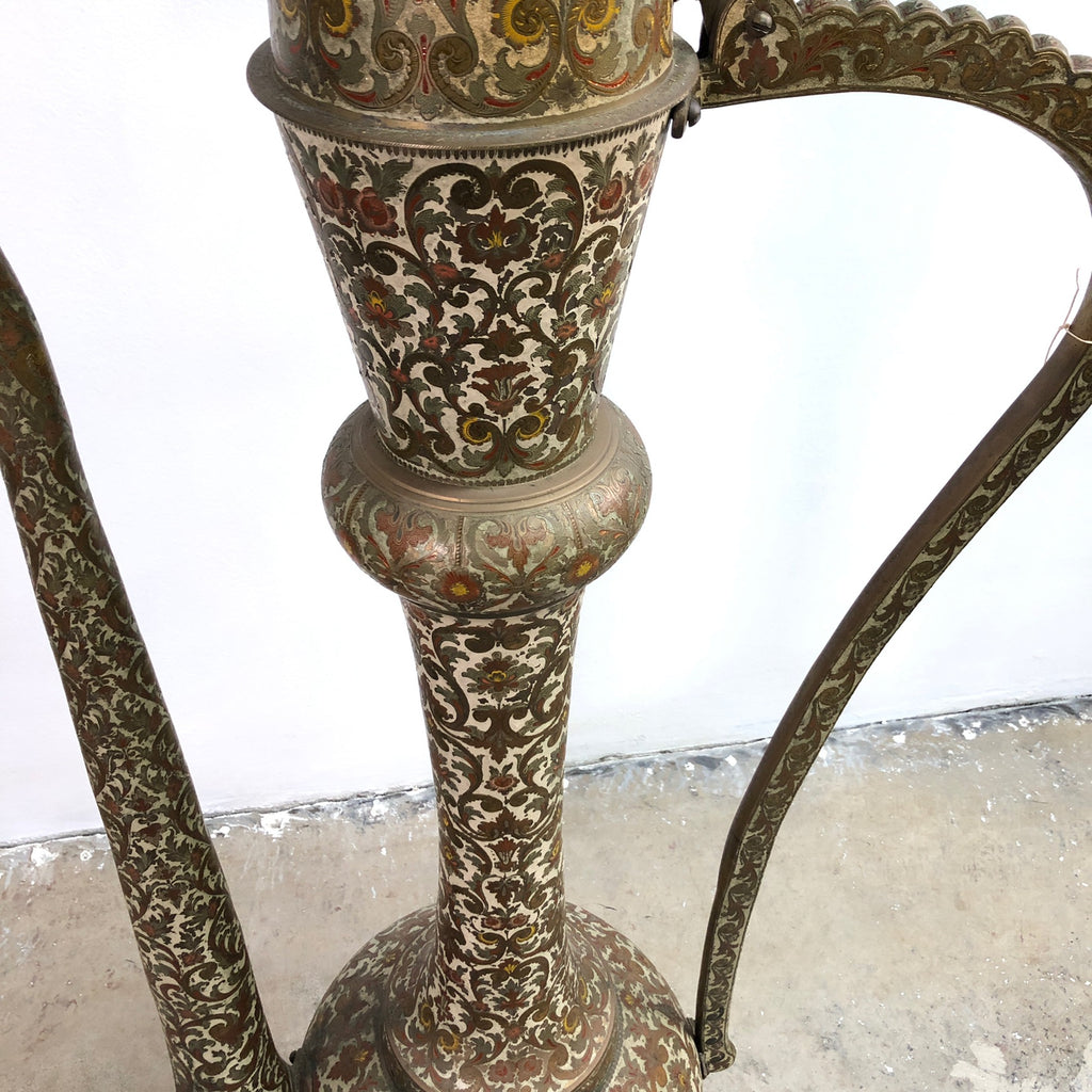 Enormous 1960s Engraved Brass Arabic Dallah Coffee or Teapot