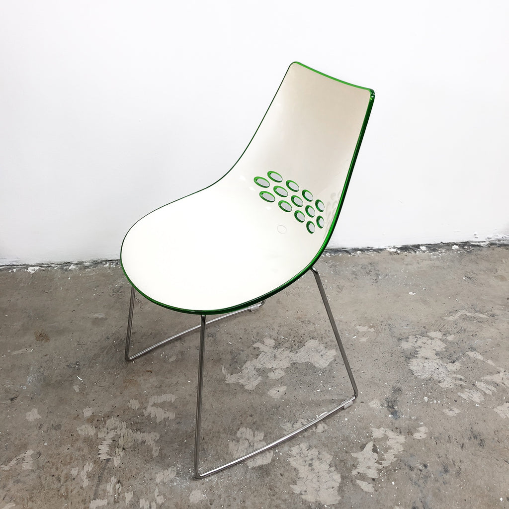 1990's Modernist Italian Calligaris 2 tone Green & Cream JAM Chair
