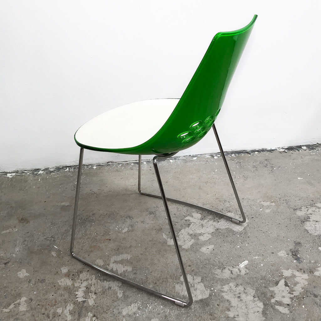 1990's Modernist Italian Calligaris 2 tone Green & Cream JAM Chair