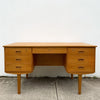 Danish Oak Desk With Return Rear Shelf - Fully Restored