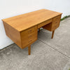 Danish Oak Desk With Return Rear Shelf - Fully Restored