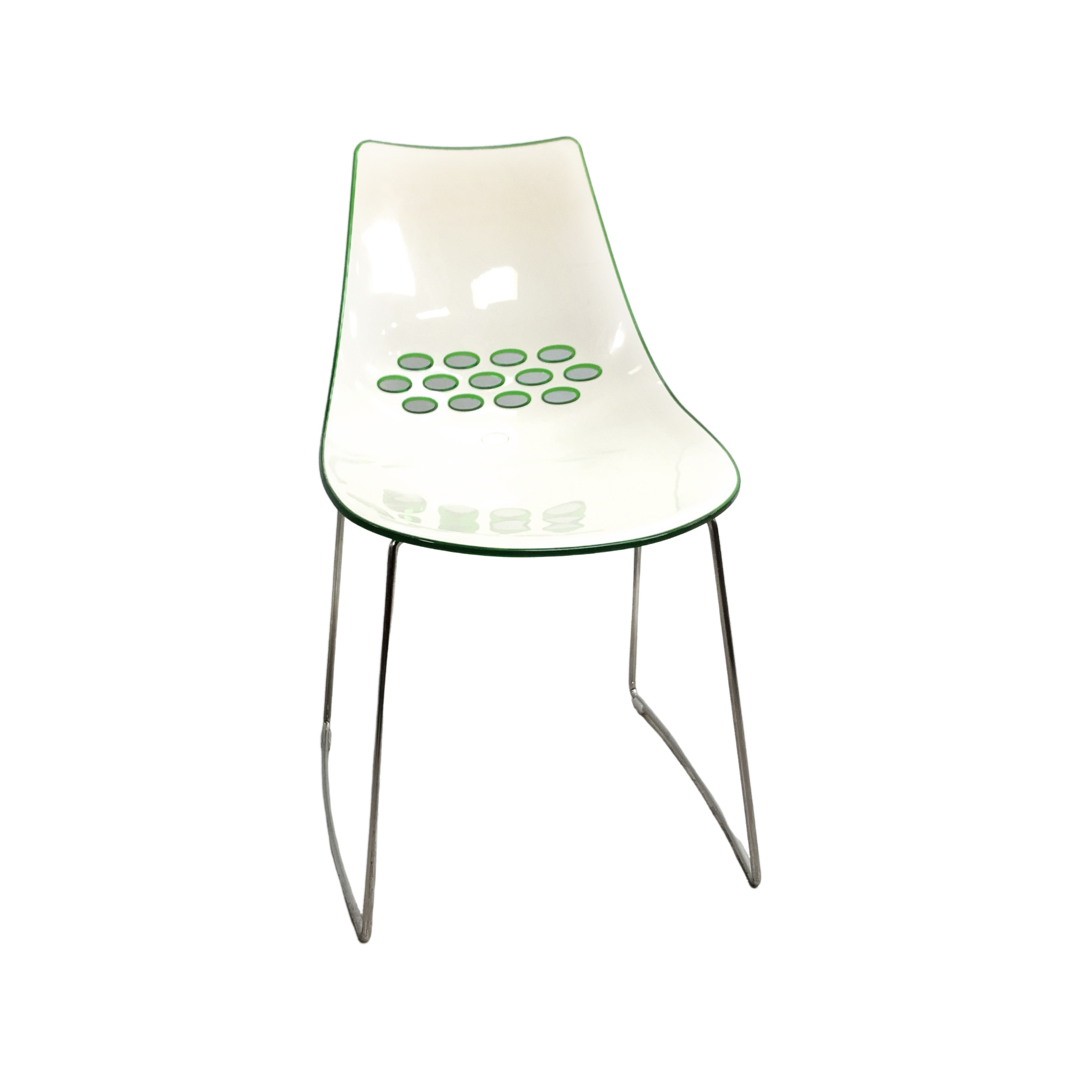 1990's Modernist Italian Calligaris 2 tone Green & Cream JAM Chair