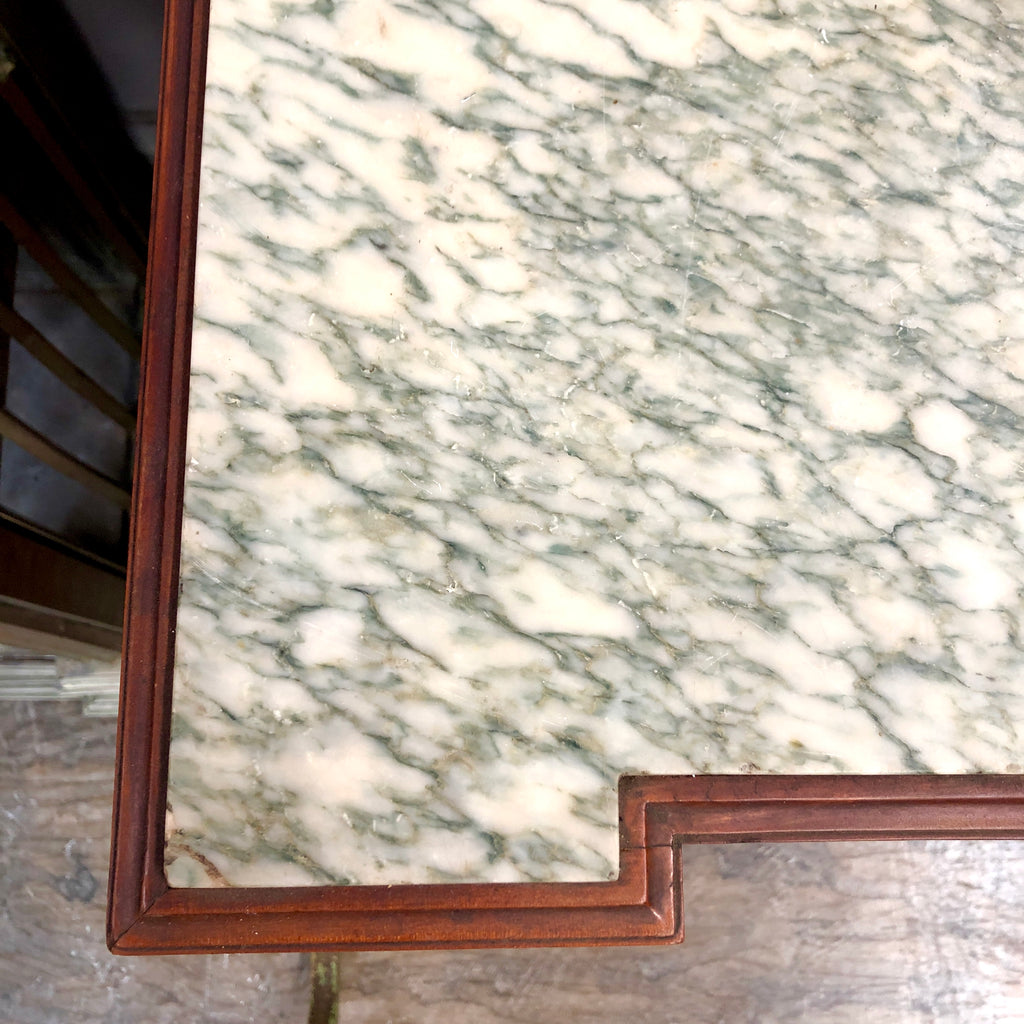 Antique French Burl Walnut and Green Marble Sideboard