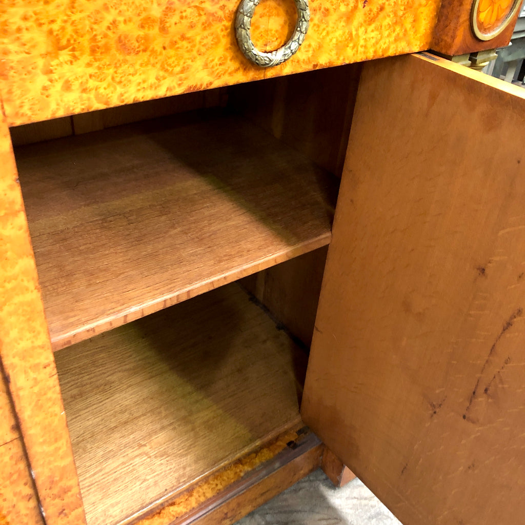 Antique French Burl Walnut and Green Marble Sideboard