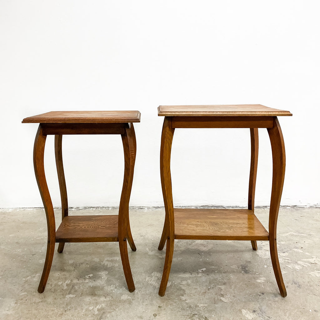 Pair Of Antique Oak 1920's Side Table Plant Stands