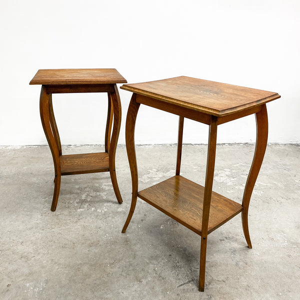 Pair Of Antique Oak 1920's Side Table Plant Stands