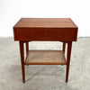 Mid Century Teak Bedside With Rattan Shelf