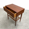 Mid Century Teak Bedside With Rattan Shelf