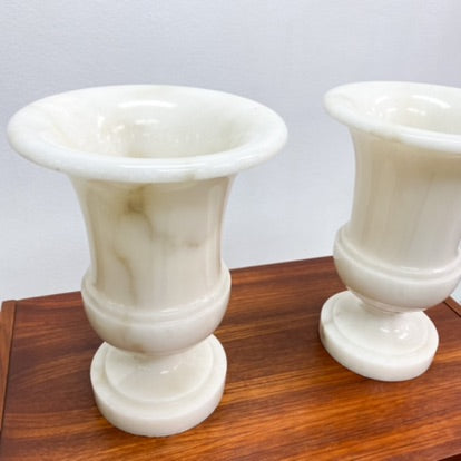 Pair Of Vintage Marble Footed Urns