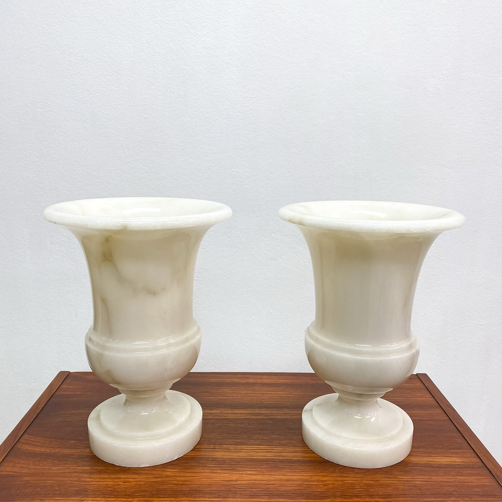 Pair Of Vintage Marble Footed Urns