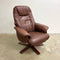 Danish Leather Swivel Recliner Armchair By Hjort Knudsen