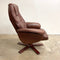 Danish Leather Swivel Recliner Armchair By Hjort Knudsen