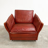 Danish Mid Century Lowback Leather Armchair