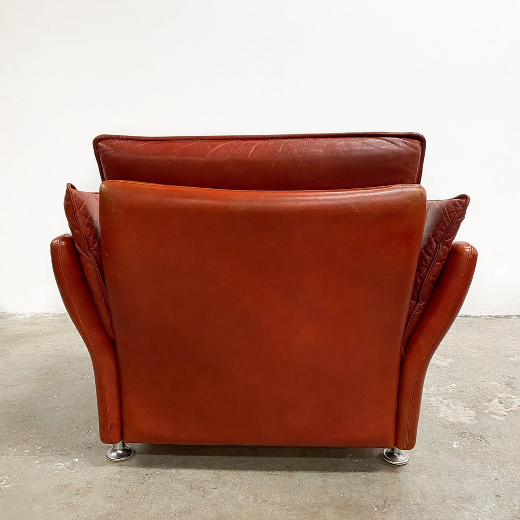 Danish Mid Century Lowback Leather Armchair