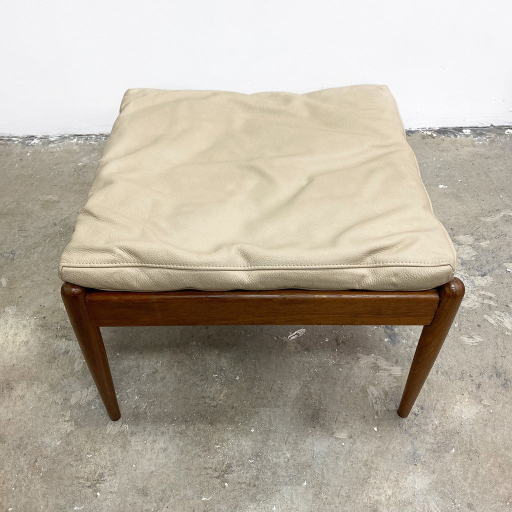 Parker Footstool Side Table With Leather Cushion